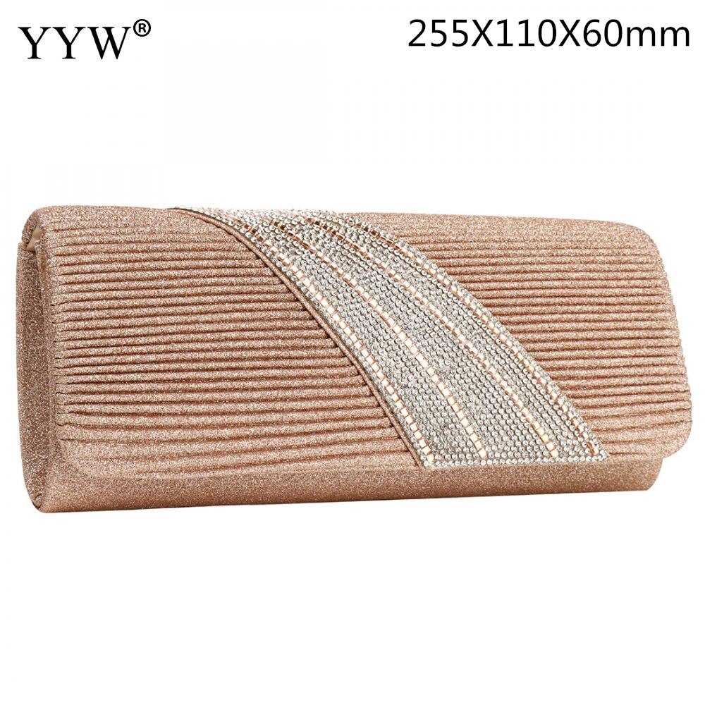 Rhinestone Clutch Bag Women Long Wallet Purse Clutch Female Wedding Bags With Chain Sac Main Femme Envelope Clutch: Auburn