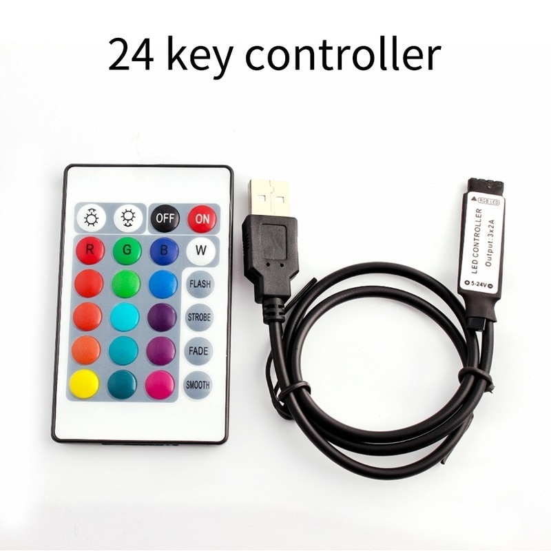 LED RGB Controller 5V 12V 24V USB Rgb Led controller 12v 3 24 44 Key IR RF remote controller for led strip