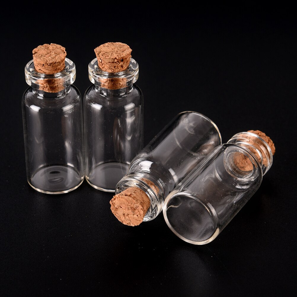 10 stuks 16 x 35mm wensflesjes kerst kleine lege doorzichtige kurk glazen flesjes voor huwelijksdecoratie