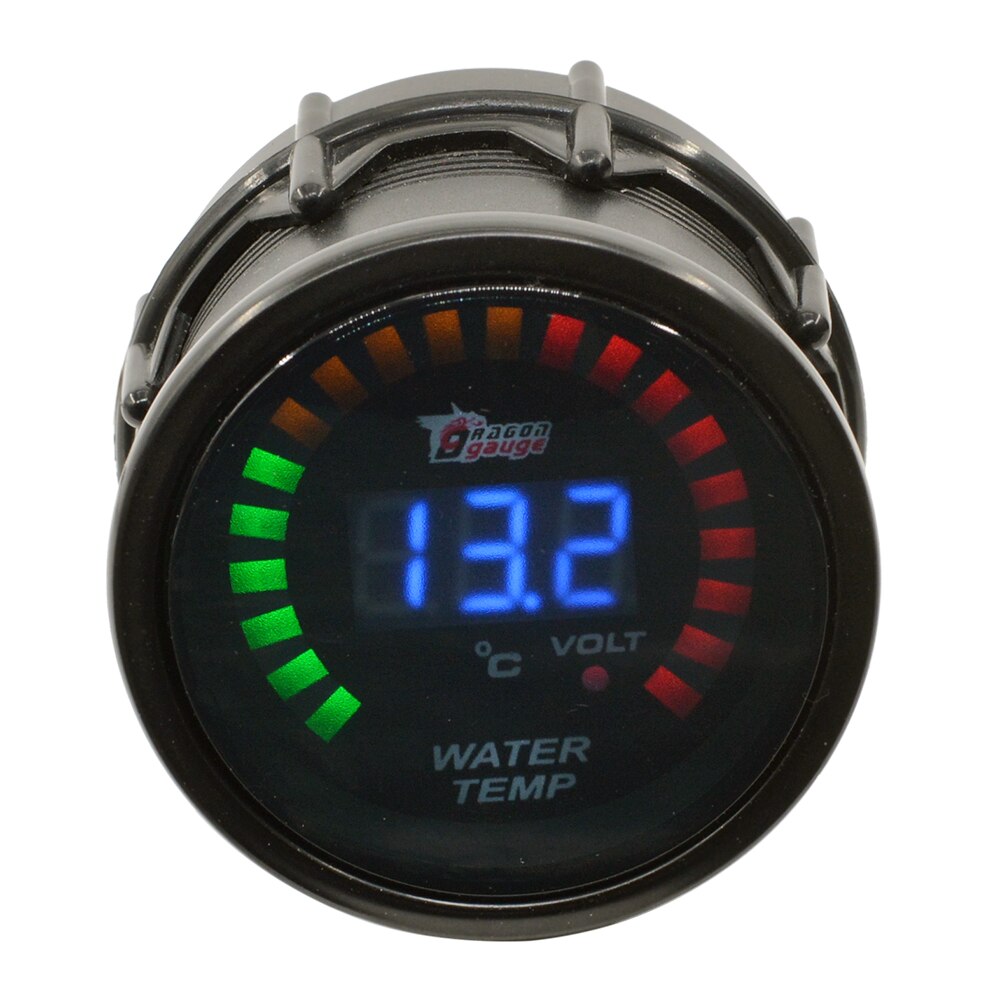 Dragon 52mm Display Black Shell Auto Water Temperature Gauge 20-150 Celsius And Voltage Instrument Temp Meter