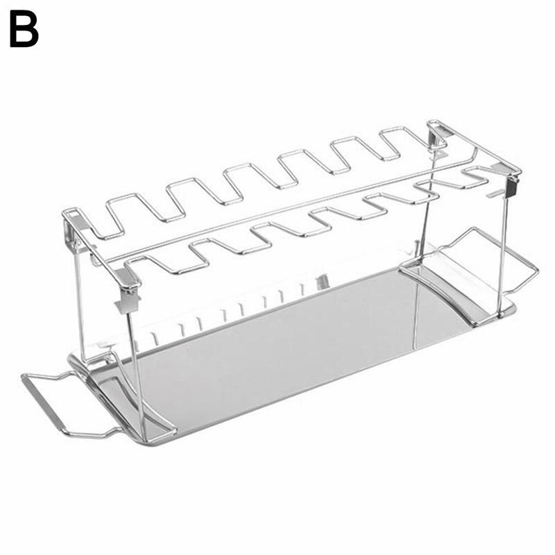 Barbecue Grill Non-stick Rib Plank Stand Gebraden Rack Staal Grillen Bbq Ribben Rack Kip Grillen Baske: B