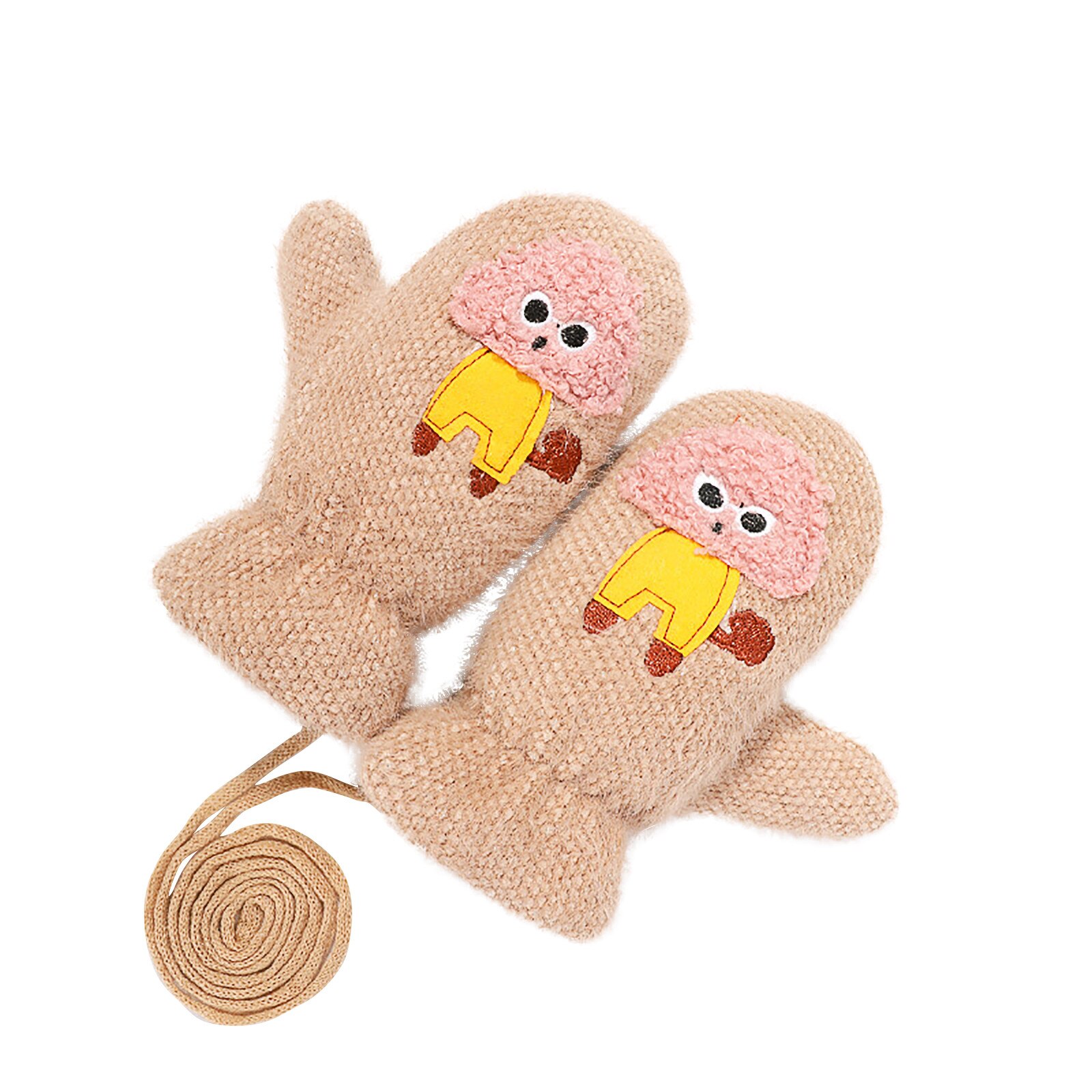 Vintage Cartoon Gestrickte Kinder Sport Handschuhe Frauen Verdicken Touchscreen Handschuhe Winter Warme Schnee Volle Finger Handschuhe Weihnachten: M