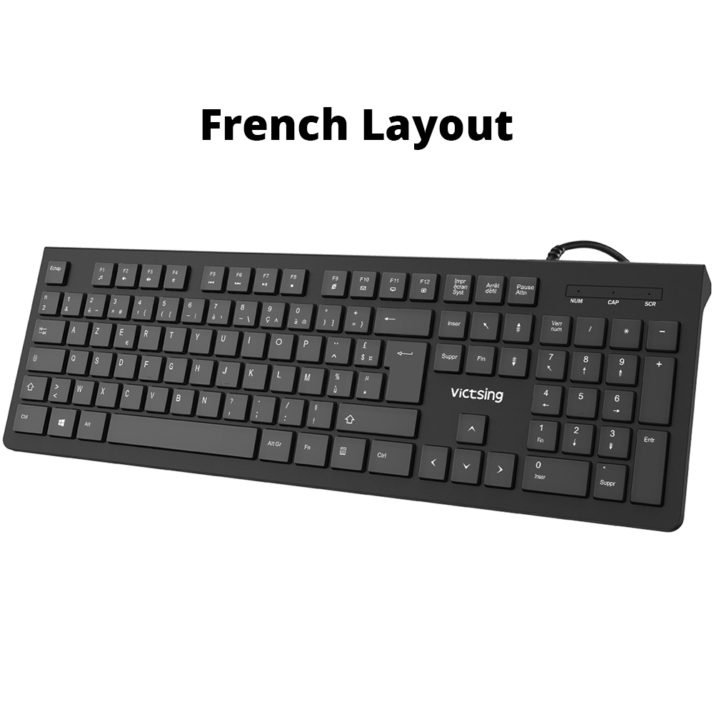 VicTsing PC206 Wired Keyboard Portable Slim Membrane Chiclet Keyboard 104 Keycaps For Tablet Desktop Laptop PC Computer Keyboard