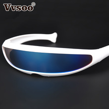 Vvsoo Futuristic Narrow Cyclops Sunglasses UV400 Personality Mirrored Lens Costume Eyewear Glasses Funny Party Mask Decoration