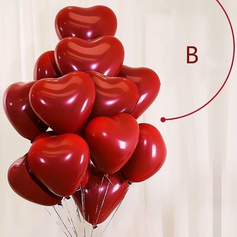 10/20Pcs Ruby Red Latex Ballonnen Hart Opblaasbare Lucht Helium Ballon Valentijnsdag Huwelijk Wedding Party decoratie