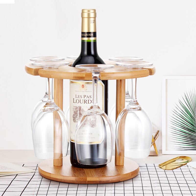 Estante de secado de copas de vino, estantería de almacenamiento de bambú, soporte para exhibición de botellas, suministros de cocina casera WJ506