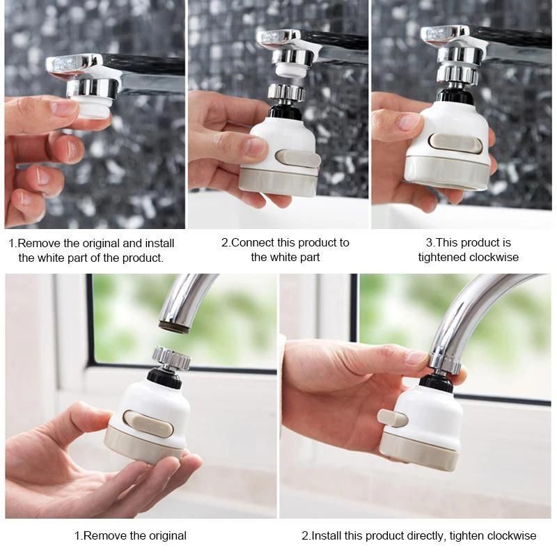 360 Rotate Swivel Faucet Kitchen 3 Modes Adjustable Booster Supercharged Sprinkler Tap Diffuser Aerator Super Water Saving