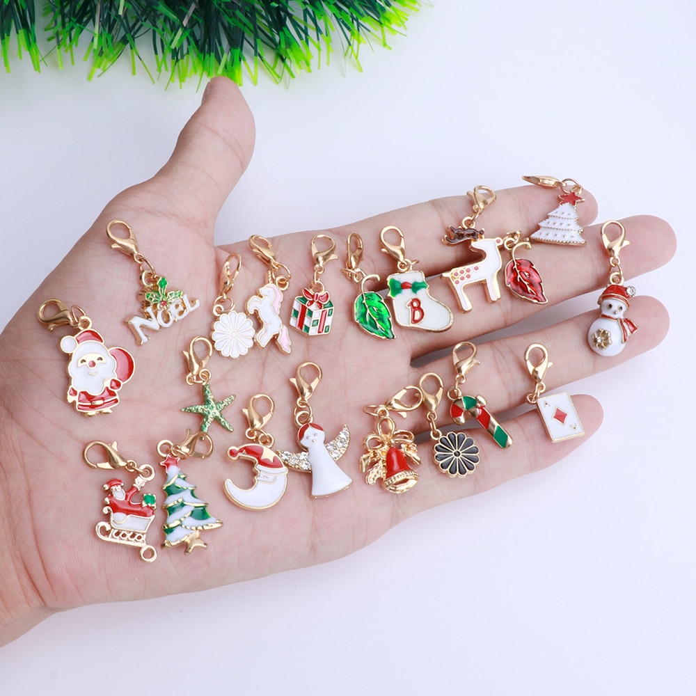 Jewelry Advent Calendar With 24 Pcs Girls Christmas Charms DIY Bracelet Necklace Countdown Calendar Kids Teenager