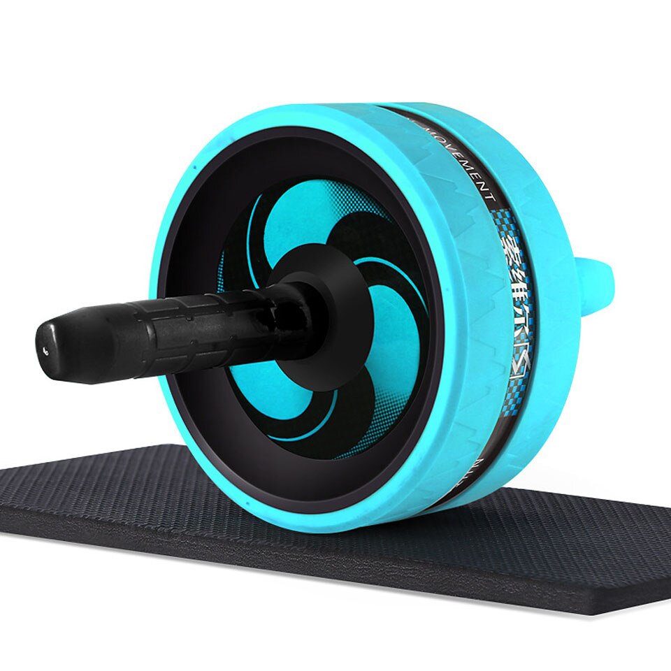 Hjulrulle med matta inget oljud 2 in 1 ab rulle&amp;hopprep muskel träning buken fitness träningsutrustning ab roller: Blå