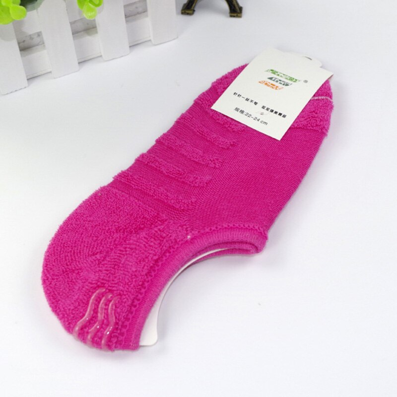 Calcetines de algodón con fondo de toalla para mujer, medias de silicona antideslizantes, invisibles, 5 par/lote, primavera y otoño,: Rose