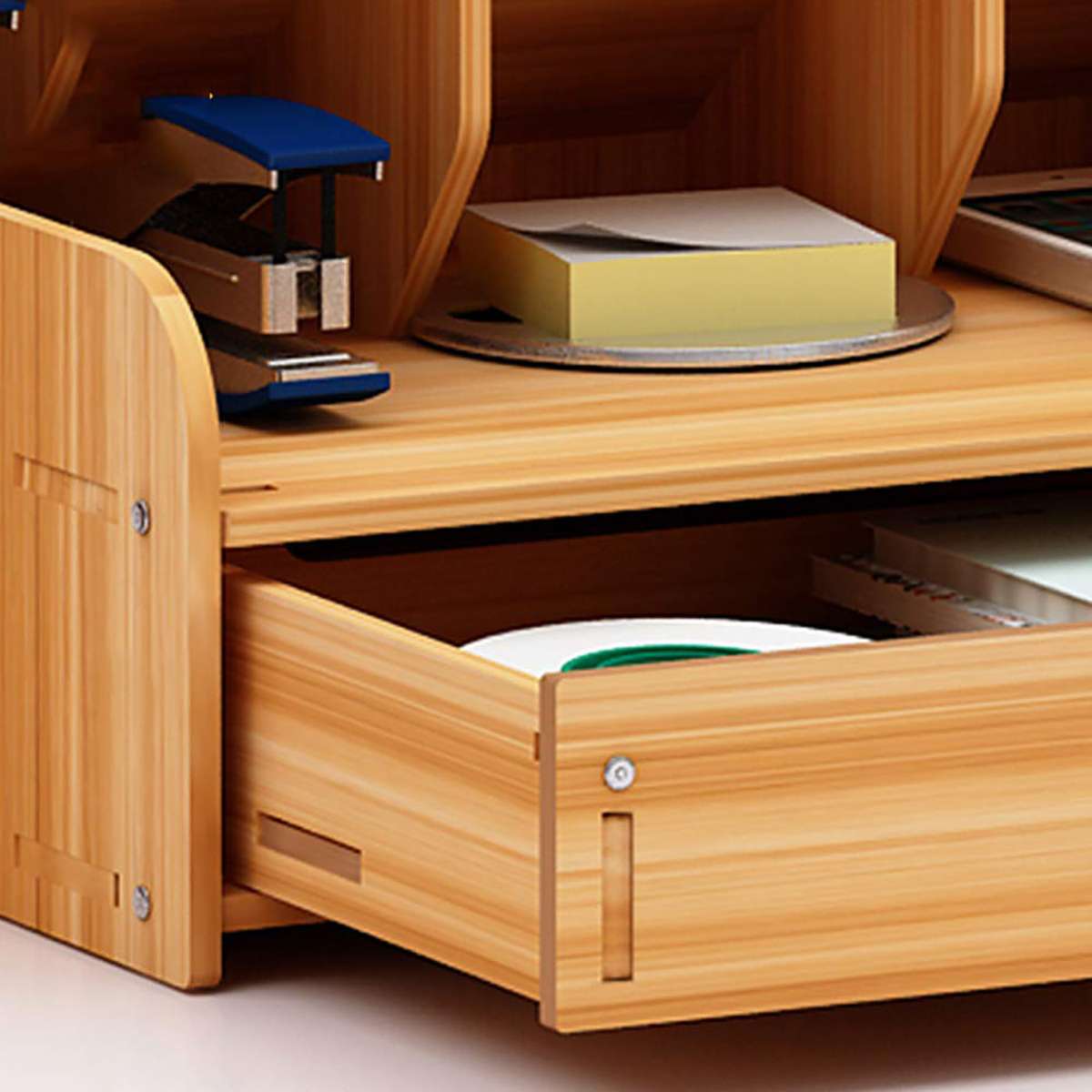 Wooden Desk Organizer Multi-Functional DIY Pen Holder Box Desktop Stationary Home Office Supply Storage Rack