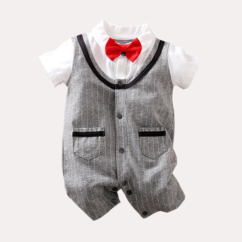YiErYing – barboteuse à manches courtes pour bébé, vêtements d'été en coton imprimé, combinaisons pour -né, vêtements de fête d'anniversaire pour garçon, costume de jeune homme: Style 2 / 9M