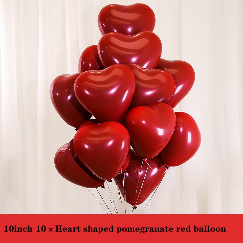 10pcs 10inch Matt Red Pomegranate Latex Balloons Birthday Party Decorations Kids DIY Double Balloons Year's Wedding Decor: Heart shaped