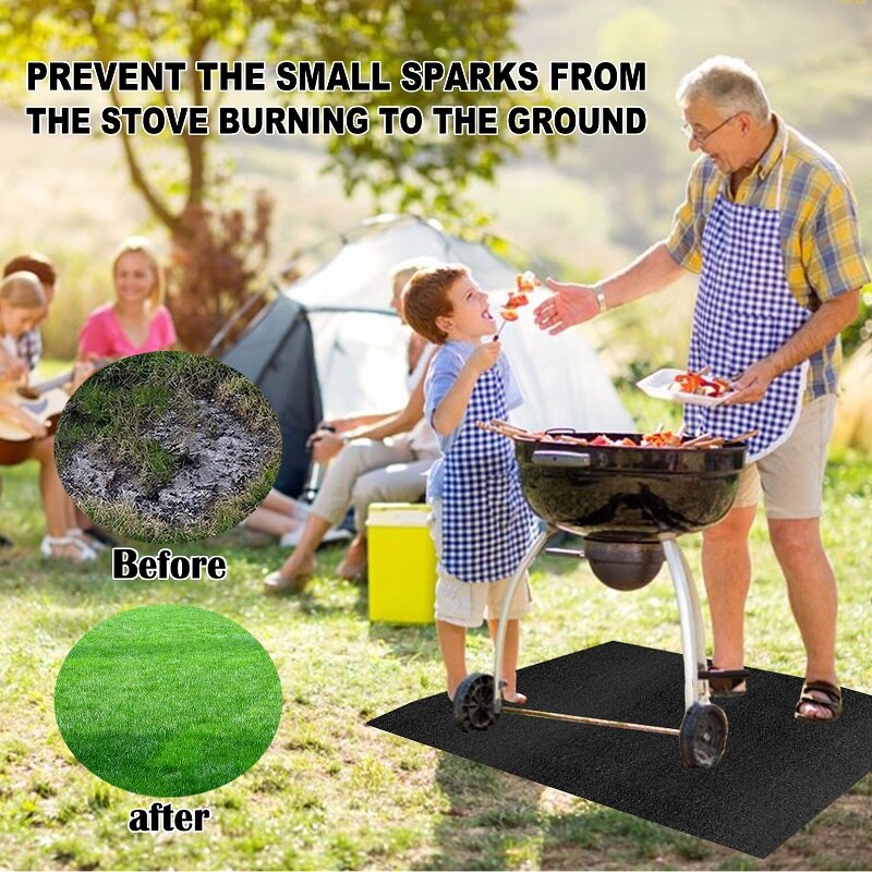 Rectangular Fire Pit Pad Grill Mats Deck Protector Portable Camping Accessories Fireproof Mat High Temperature Fire Pit Mat