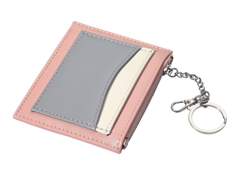 Koreaanse Versie Stiksels Vrouwen Portemonnee Multi Slot Rits Card Bag Key Ring Kleine Portemonnee Vrouwen Nul Portemonnee Portemonnee vrouwen: Pink