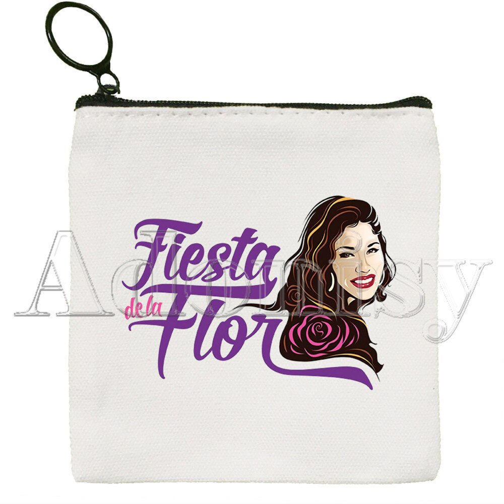 Vintage 90s Inspired Selena Quintanilla Canvas Coin Purse Coin Purse Collection Canvas Bag Small Wallet Zipper Key Bag Hand: E