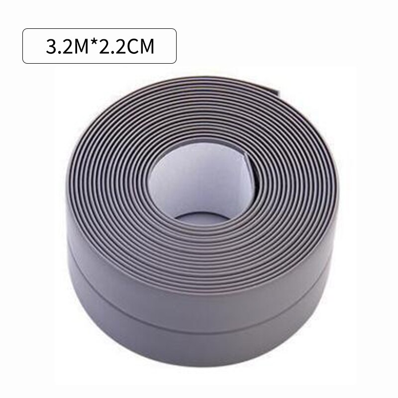 Bathroom Stickers Shower Sink Bath Sealing Strip Tape White PVC Self adhesive Waterproof Wall Sticker for Bathroom Kitchen: 2.2cm gray
