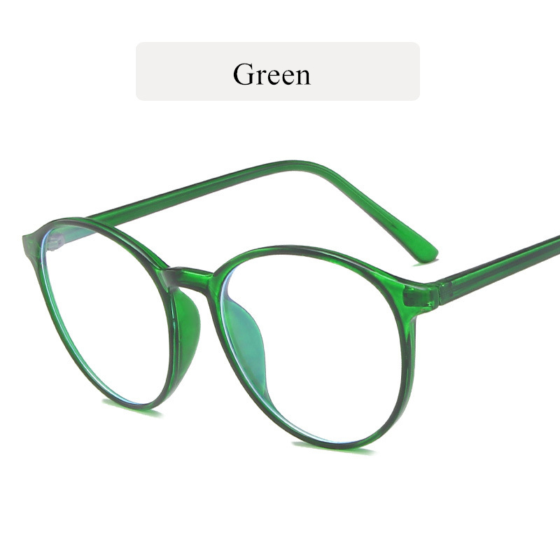 Imwete vintage anti blå lys briller kvinder gennemsigtige runde briller ramme mænd computer briller flade spejl briller: Grøn