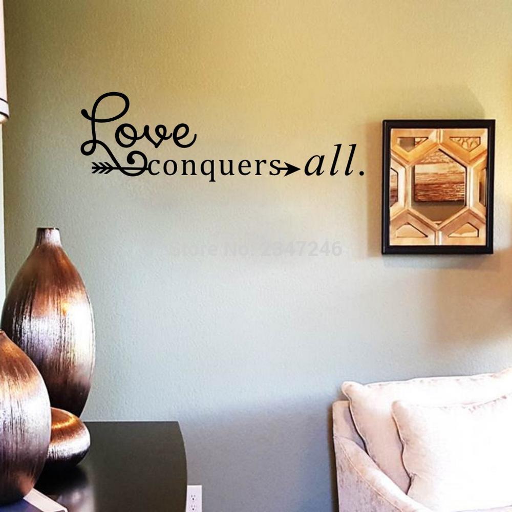 Liefde overwint alles citaten kunst vinyl muurschildering stickers voor woonkamer slaapkamer decoratie