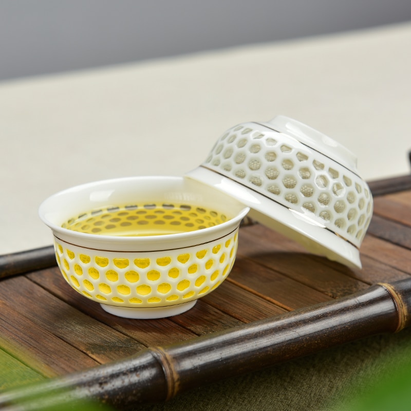 2pcs/lot porcelain tea cup on sales Chinese kungfu cup of tea hollow-out cups for Pu'er / green tea 45ml China