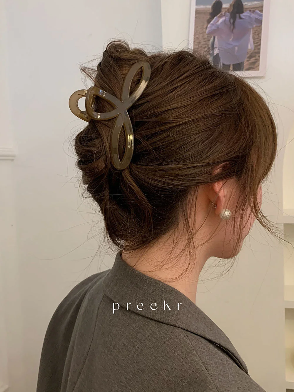 Clip de tiburón con lazo para mujer, Clip para el pelo en la parte posterior de la cabeza, horquillas fijas con cola de caballo Vintage para mujer, horquilla geométrica hueca Simple
