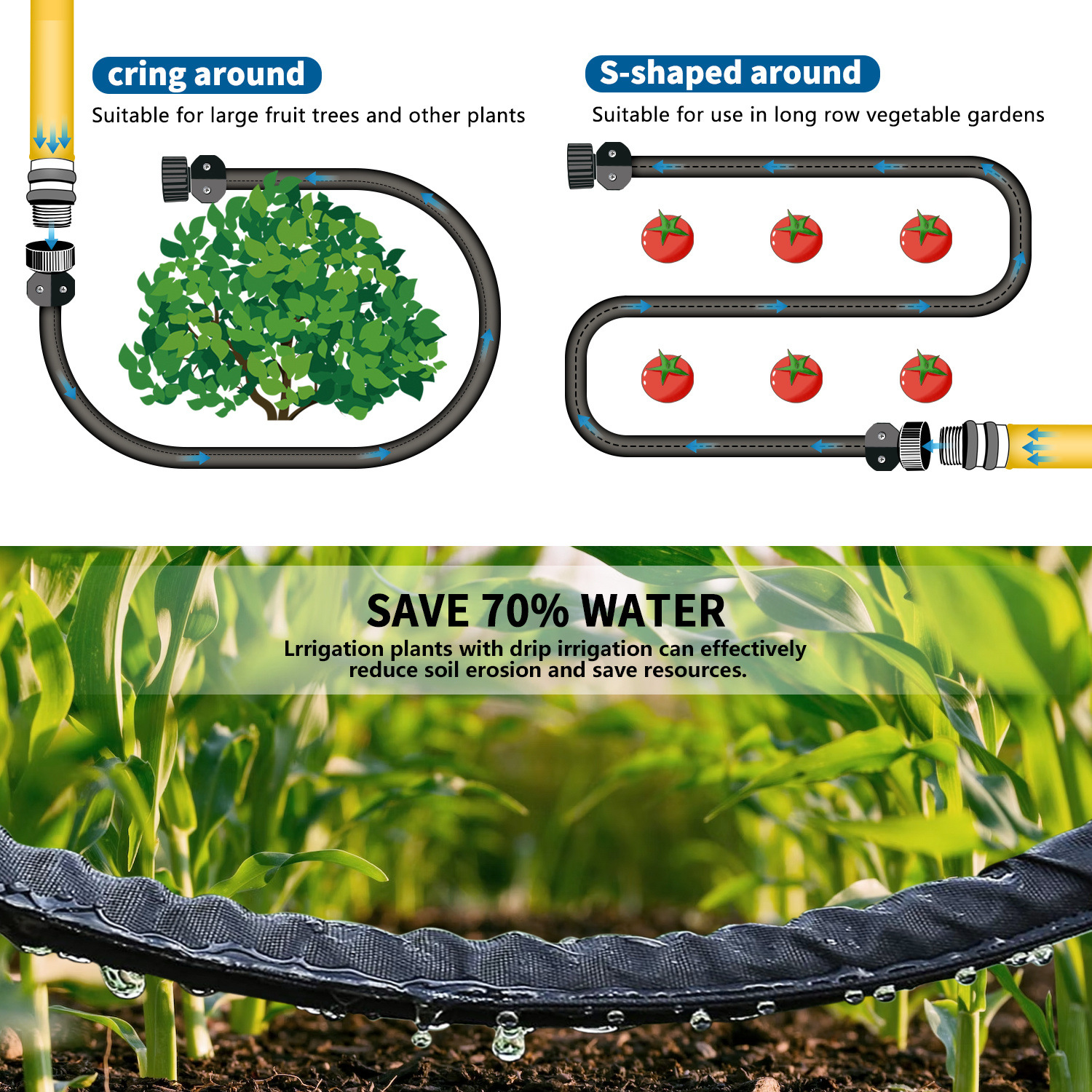 Mangueras de tubo microporoso para riego con fugas de jardín, manguera de riego subterráneo, herramienta de limpieza de riego de jardín de agua Flexible