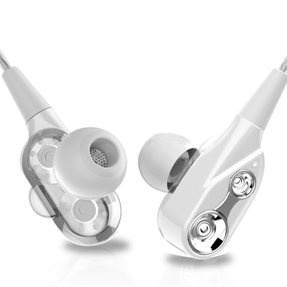 3.5mm Headphones Headset In-Ear Bass Dual Driver Earphones Stereo Hands Free Gaming Earbuds With Microphone