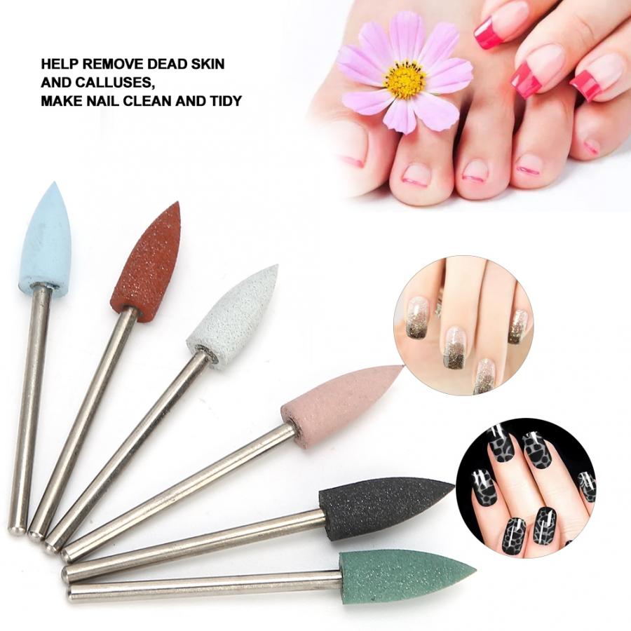 Mèches pour ponceuse à ongles, 6 pièces, tête de ponçage, élimination de la peau morte, ponçage, polissage, ensemble de têtes pour manucure et pédicure