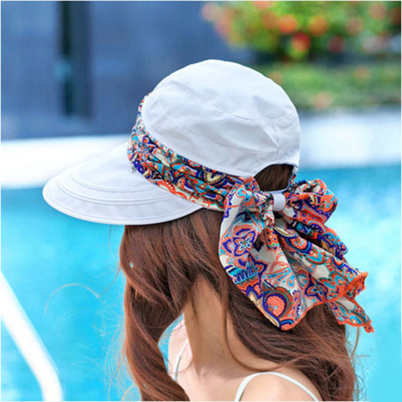 Casual kvinder sommer strandhatte solskærme kasket sammenklappelig anti-uv hat chapeau femme