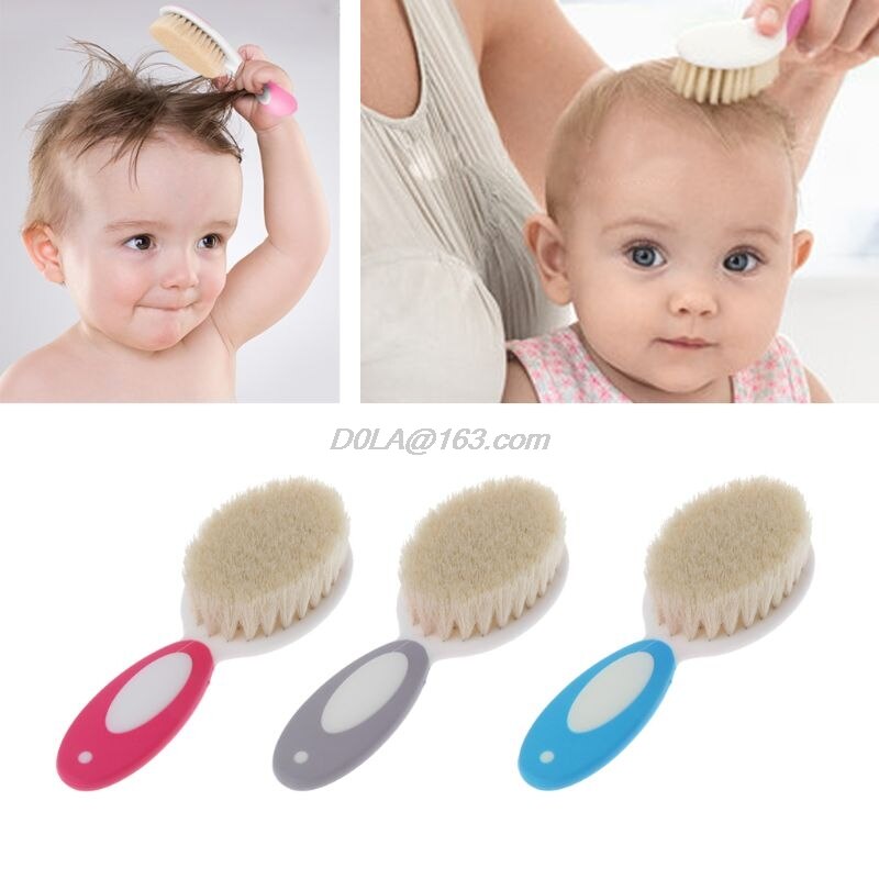 bébé soins Pure laine naturelle bébé brosse peigne bébé brosse à cheveux -né brosse à cheveux infantile peigne tête masseur