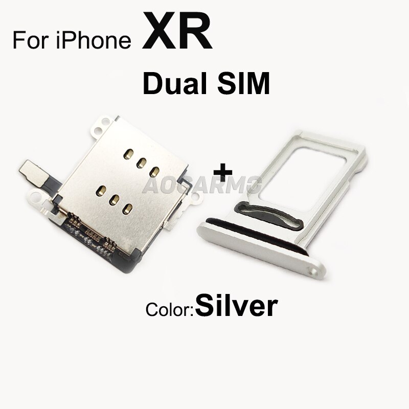 Aocarmo 5 Set/partij Voor Iphone Xr Dual Sim Card Reader Flex Kabel + Sim-kaart Lade Houder Slot Adapter Vervanging deel