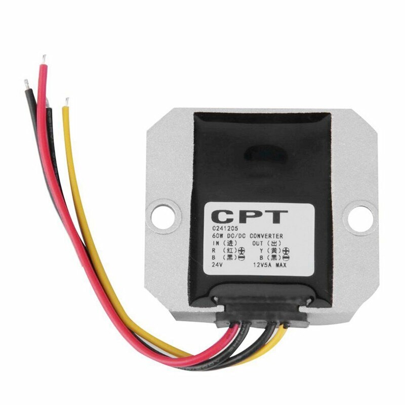 Waterdichte dc/dc spanningsomvormer regelaar 24v stappen omlaag  to 12v 5a adapter