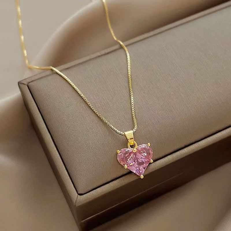 Gouden Kleur Hart Hanger Ketting Voor Vrouwen Trend Meisjes Sleutelbeen Ketting Sieraden Feestelijke: Donker Goud