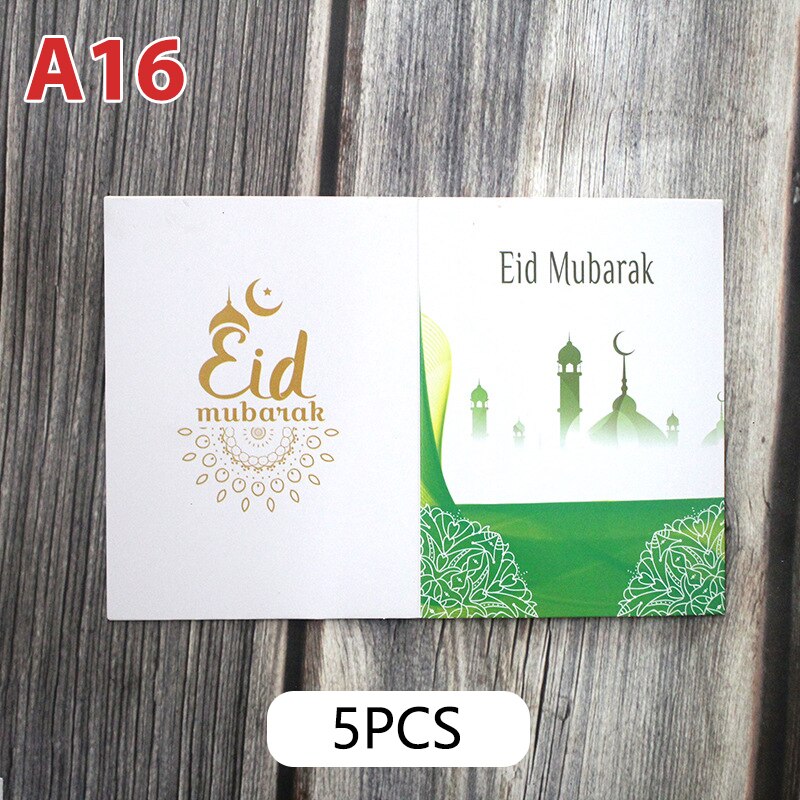 5pcs/set EID MUBARAK Greeting Card Muslim Eid Mubarak Ramadan Blessing Card Ramadan Decoration Festival Card Wish Card: A16