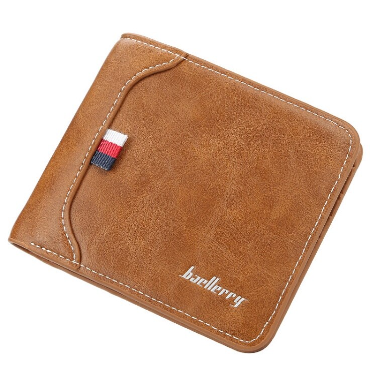 Heren pu leren clutch portemonnee kaarthouder mini portemonnee bank creditcard id kaarthouder portemonnee muntvakje  xb35: Bruin