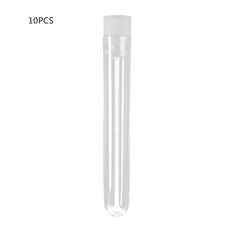 Tubo de ensayo de plástico de 10 Uds. Con tapa 12x75mm en forma de U tubo de ensayo transparente largo suministros de laboratorio