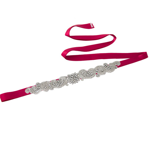 Topqueen S366 Koninklijke Medaille Ambachtelijke Bruid Riem India Kant Bridal Riemen Hand Made Wedding Sjerpriem Kralen Riem Voor Bruiloft jurk: Wine red