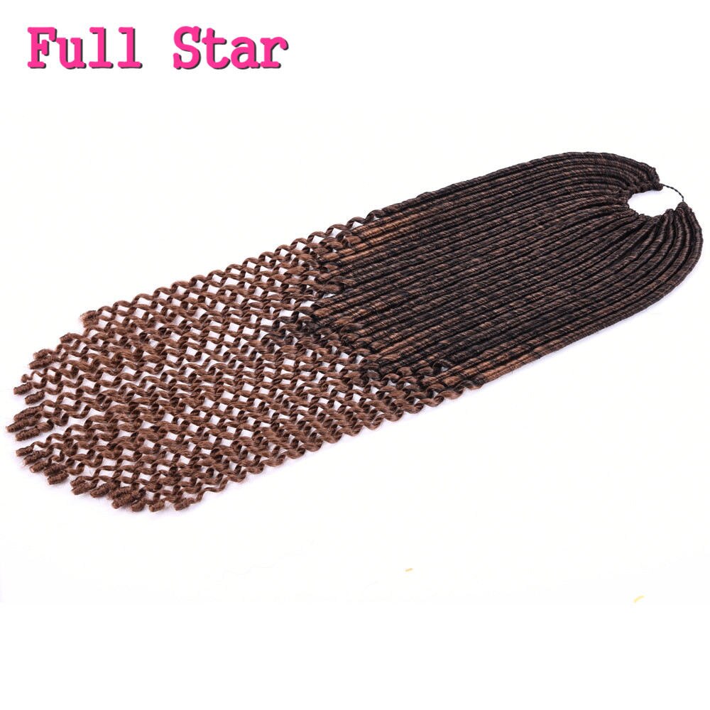 Synthetic Crochet Braid Hair Style 1-6 pack Micro Faux Locks Curly Ends Hair Extensions Full Star 100g Ombre Black Brown Color: T1B/30 / 6Pcs/Lot