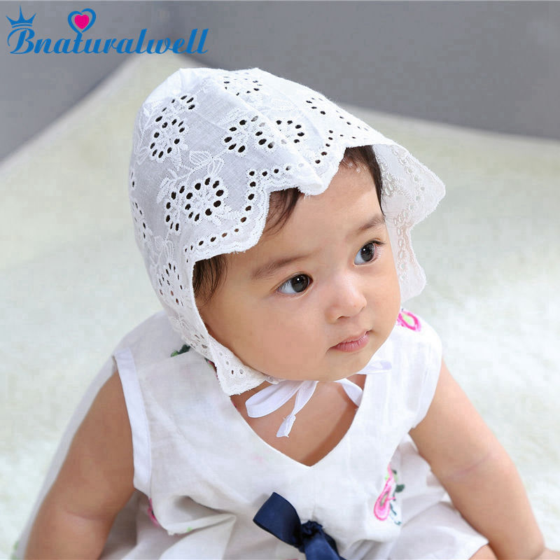 Bnaturalwell bebé vintage encaje bonnet niñas sombrero neutral niños niñas foto prop niños algodón verano sombrero H201D
