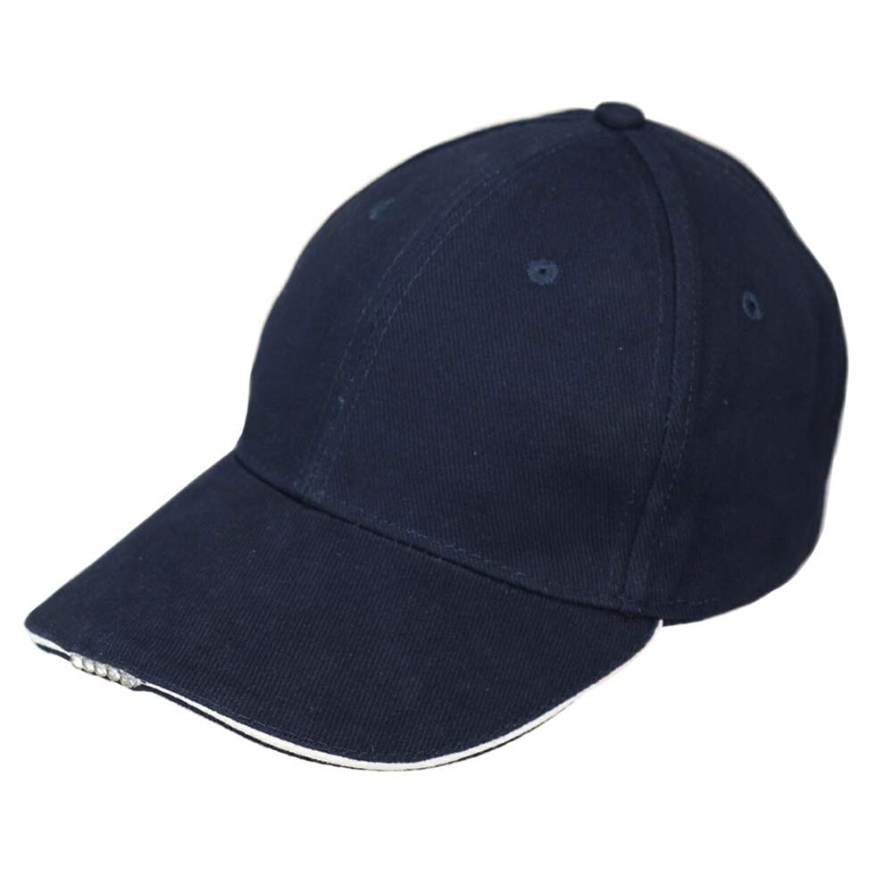 Gorra deportiva de algodón con 5 ledes, gorra con correa ajustable para exteriores con luces brillantes para adultos, adecuada para actividades al aire libre, camping: Dark Blue