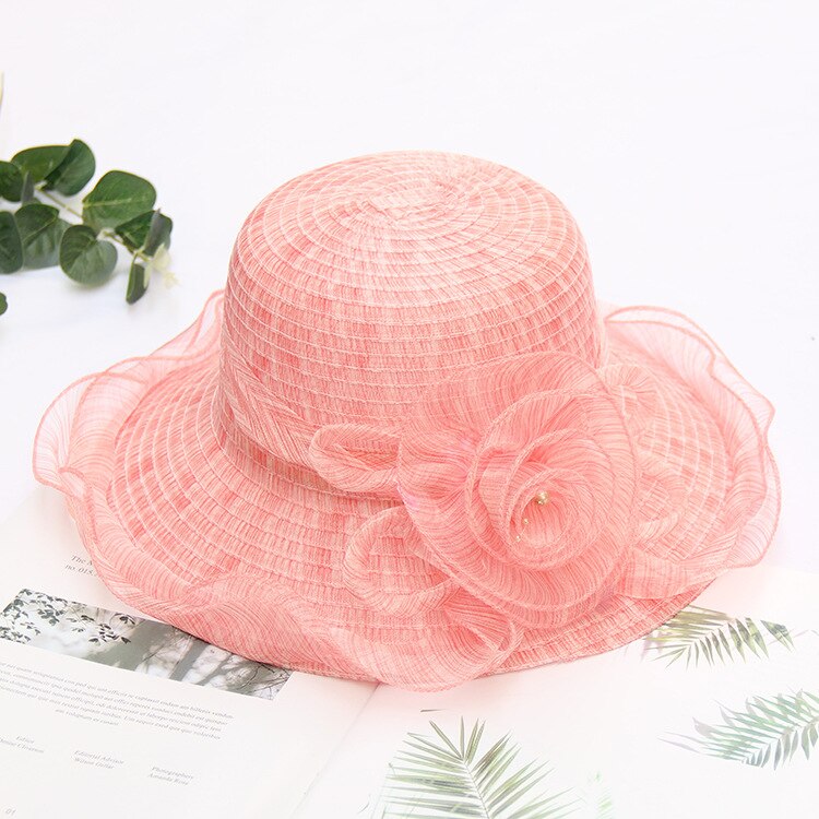 Chapeaux Vintage à fleurs de mariée, accessoires de mariage élégants, chapeaux en Organza pour femmes, Occasion formelle: 006
