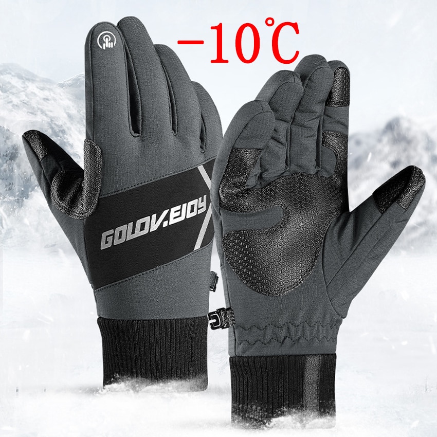 Warme Winter Handschoenen Anti-Slip Winddicht Waterdichte Handschoenen Mannen Skiën Nacht Reflecterende Fietsen Handschoenen Koude Slip Verdikking