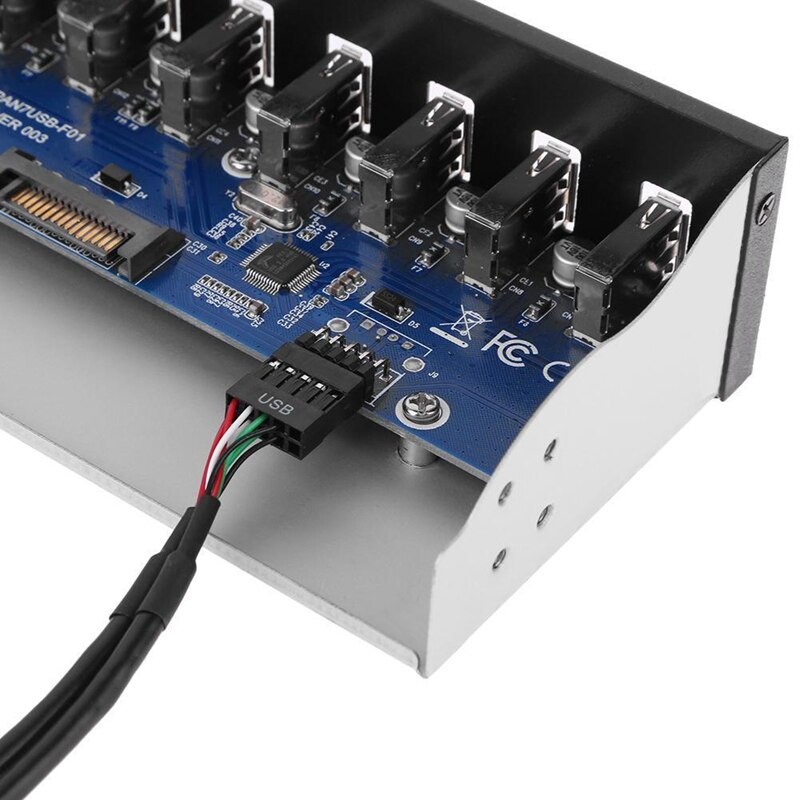 9 Pin To 7 Port USB2.0 Hub 5.25 Inch CD-Rom Drive Bay CD Rom Front Panel For PC Case