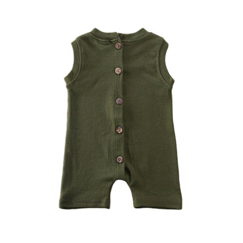 Neugeborenen-Baby-strampler aus baumwolle für jungen und mädchen, ärmelloser Overall mit knöpfen, sommerkleidung