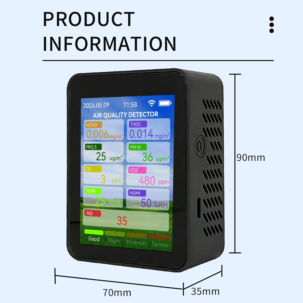 Tuya WiFi Air Meter Haushalt HCHO TVOC Kohlenmonoxid CO2 PM2,5 PM10 Tester Tragbare Temperatur Feuchtigkeit Detektor