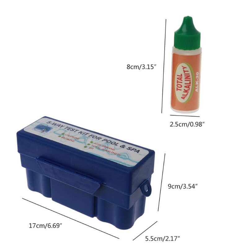 5-Way Test Kit Pool Swimming Pool for Chlorine Ph Bromine Alkalinit Acid Demand 53CB
