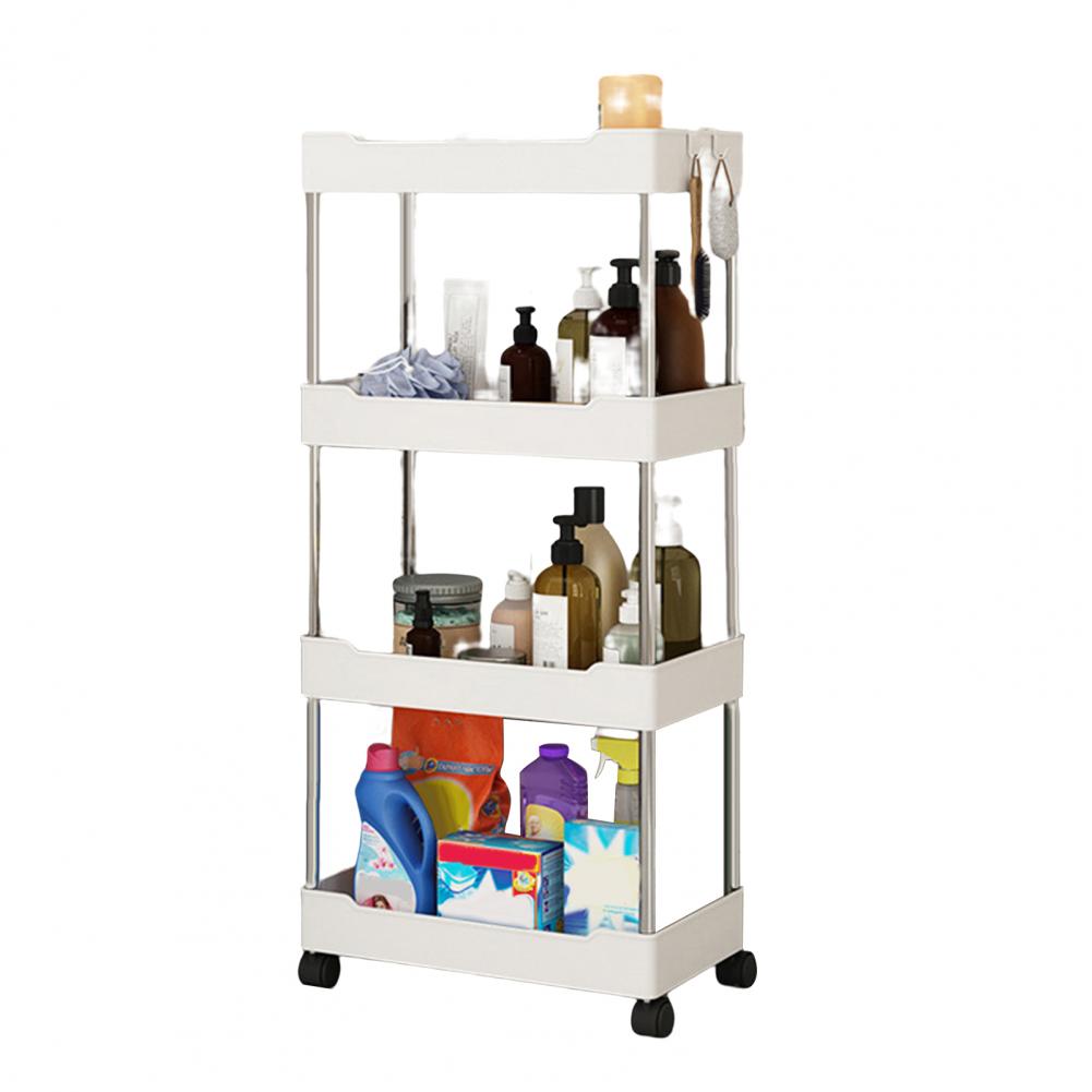 Convenient Storage Cart Strong Load-bearing Storage Shelf 3/4-Tier Organize Slide Out Rolling Rack with Wheels: PURPLE