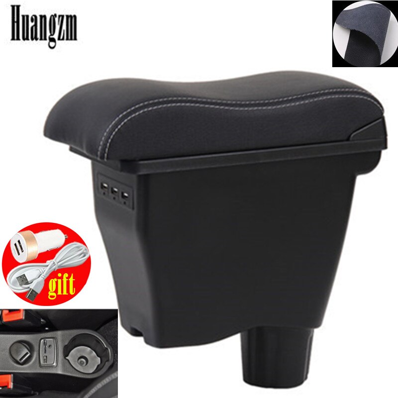 for Smart 450 451453 454 Fortwo Forfour armrest box Double-layer USB Universal Car Armrest Box: B2 White line 3 usb