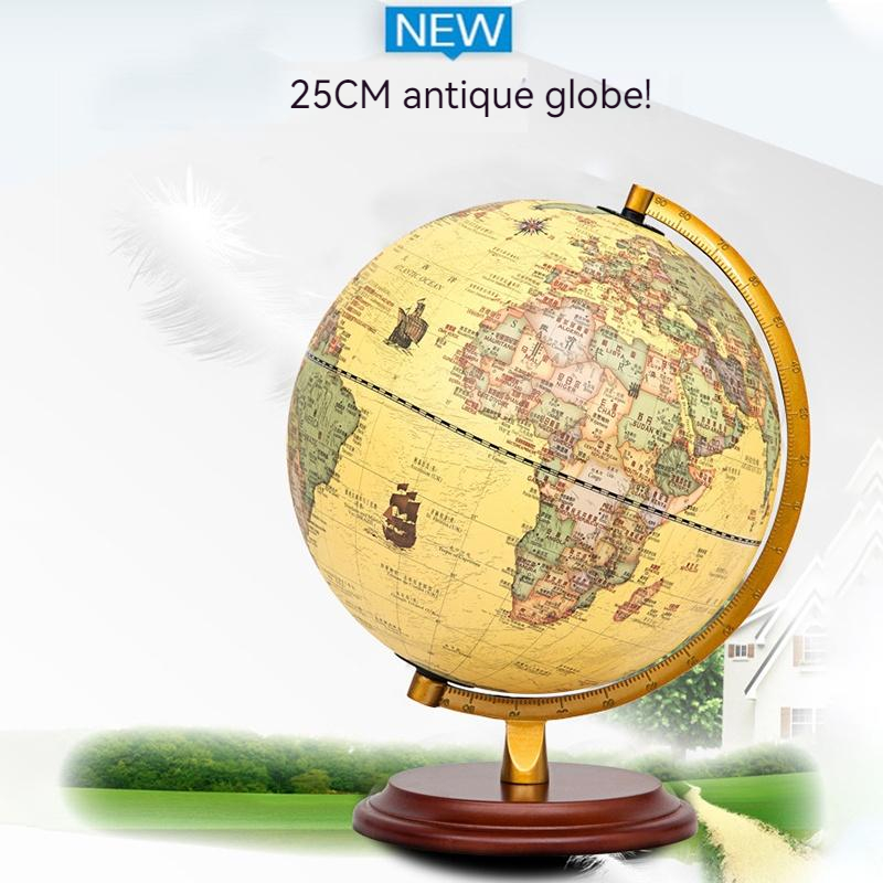 20/25cm rétro LED monde terre Globe carte 360 degrés rotatif monde géographie carte tout en anglais bureau décoration lampe de Table