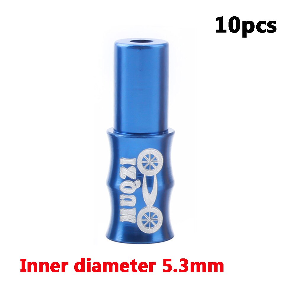 10 stk motorsykling tilbehør mtb terrengsykkel metall aluminiumslegering metalltråd caps sykkel deler bremseledning lokk kabel ledning deksel: 5.3mm blå
